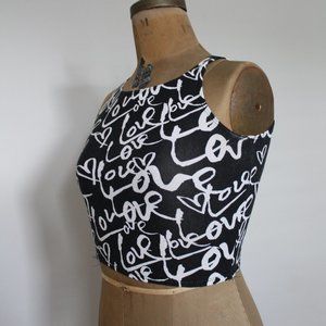 Y2K Love Printed High-neck Crop top